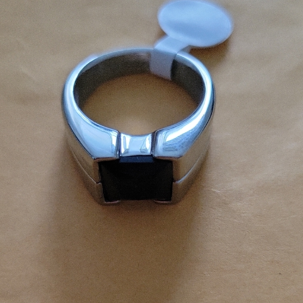 Men's Silver Ring with Black Stone